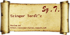 Szinger Teréz névjegykártya